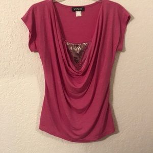 Pink shirt with sequin inset